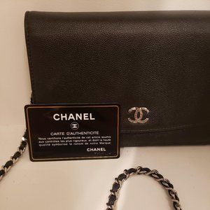 Authentic Chanel Leather Wallet on a Chain